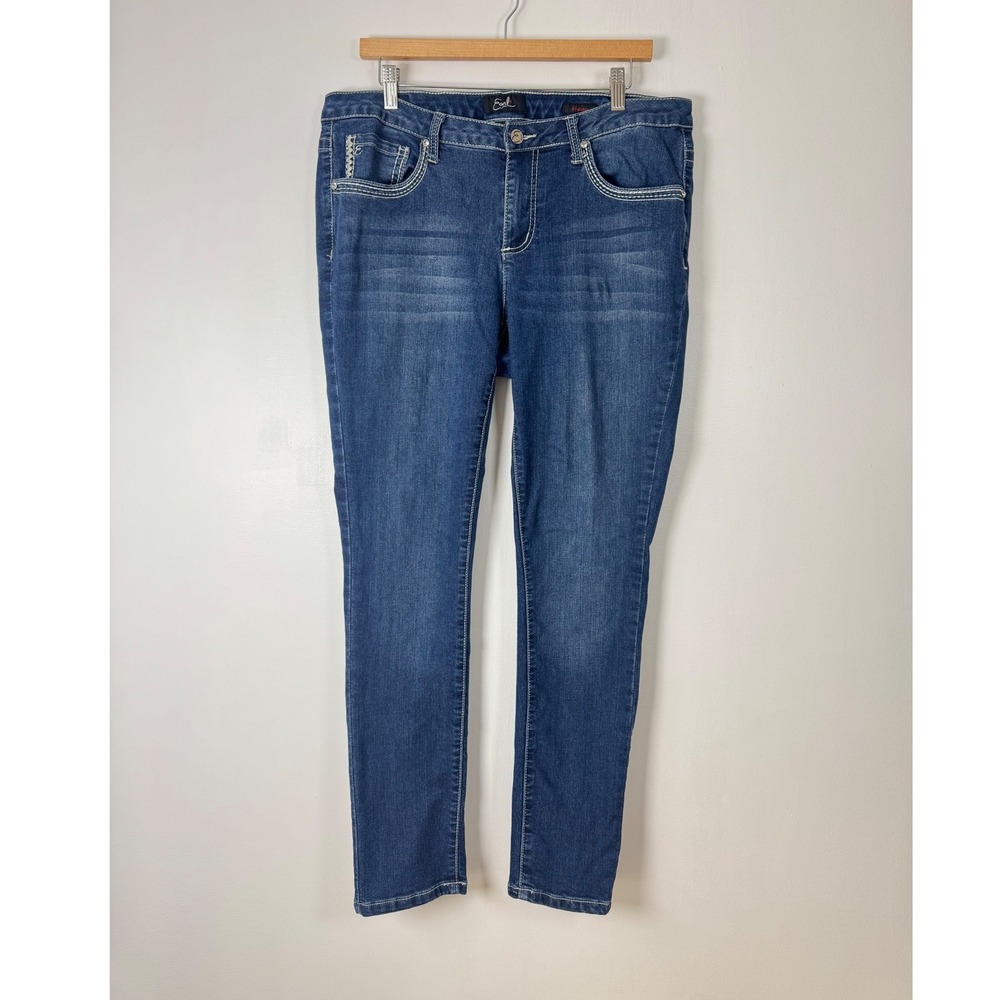Western Earl Jean Womens 16W Skinny Jeans Blue Dark Wash Contrast Thick Stitch